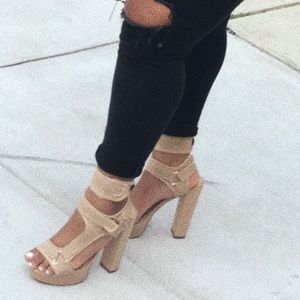 Nude platform heels